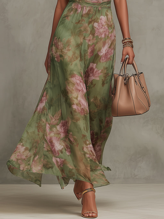 Serena — Elegant Floral Chiffon Halter Maxi Dress